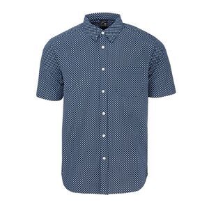 Fabric Mens Poplin Short-Sleeved Shirt / Navy/White